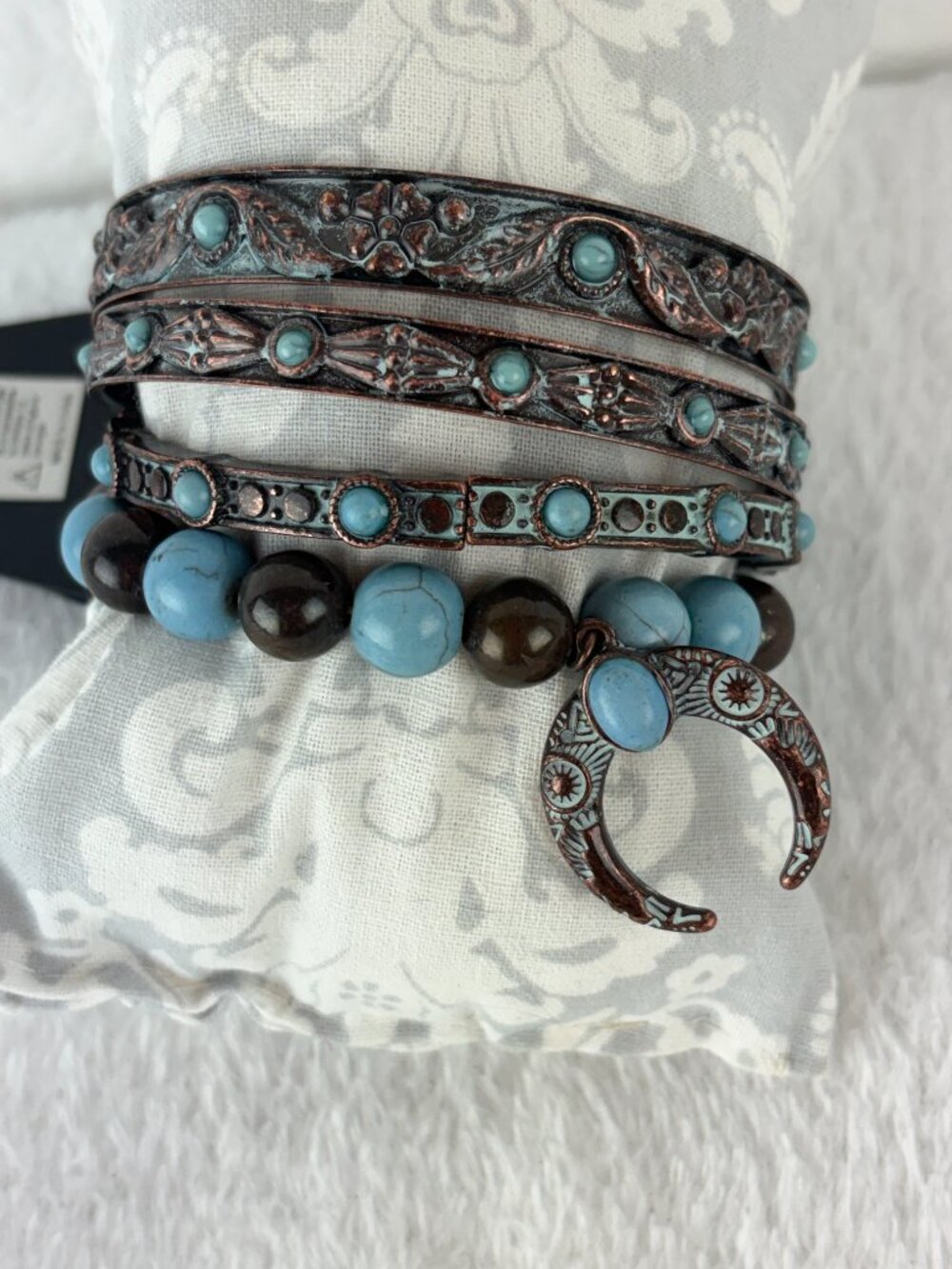 SHYANNE Set Of four Turquoise, Beautiful Rustic Copper Bracelet New with Tag